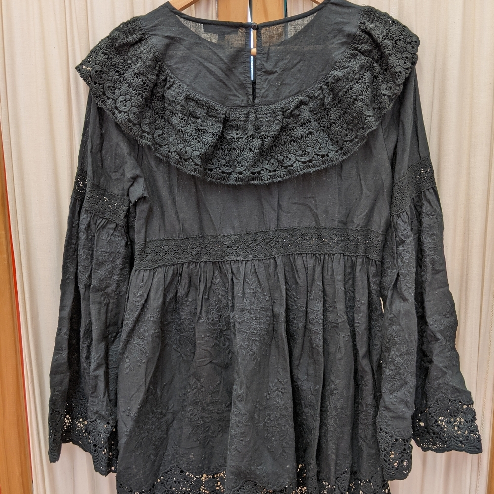 Lumie Long Sleeve Black Blouse Top Size Small